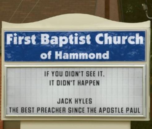 fake church sign first baptist