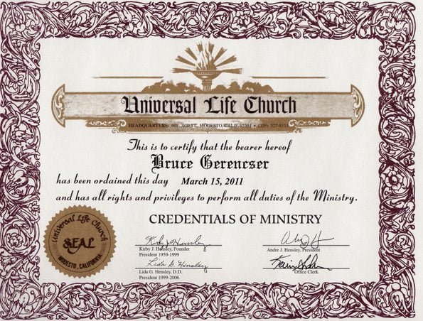 Cambridge University Alumni Database: Universal Life Church Ordained