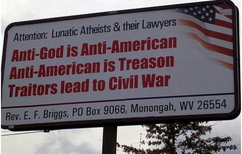 anti atheist sign