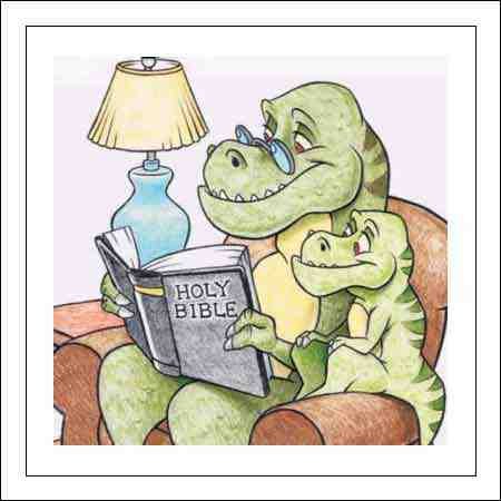 dinosaur reading bible