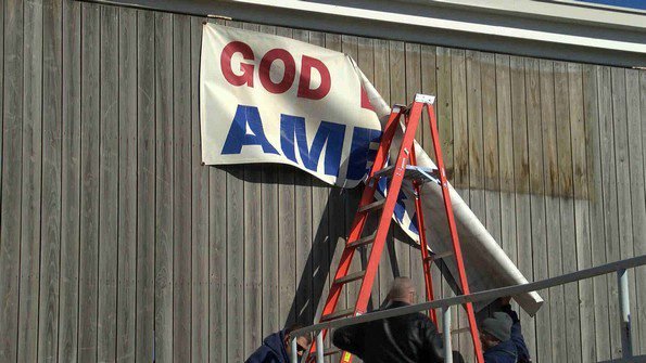 god bless america sign on pittsburg kansas post office