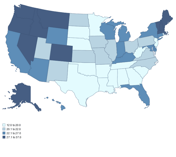 nones by state 2014 pew research