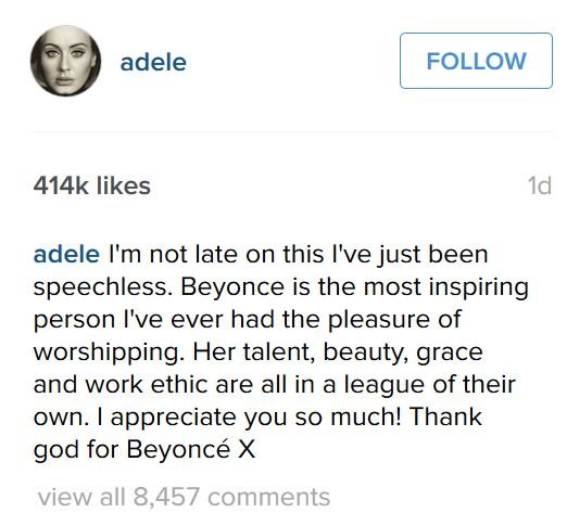 adele comment beyonce