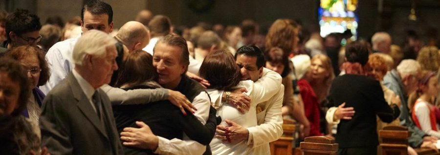 hugging in church