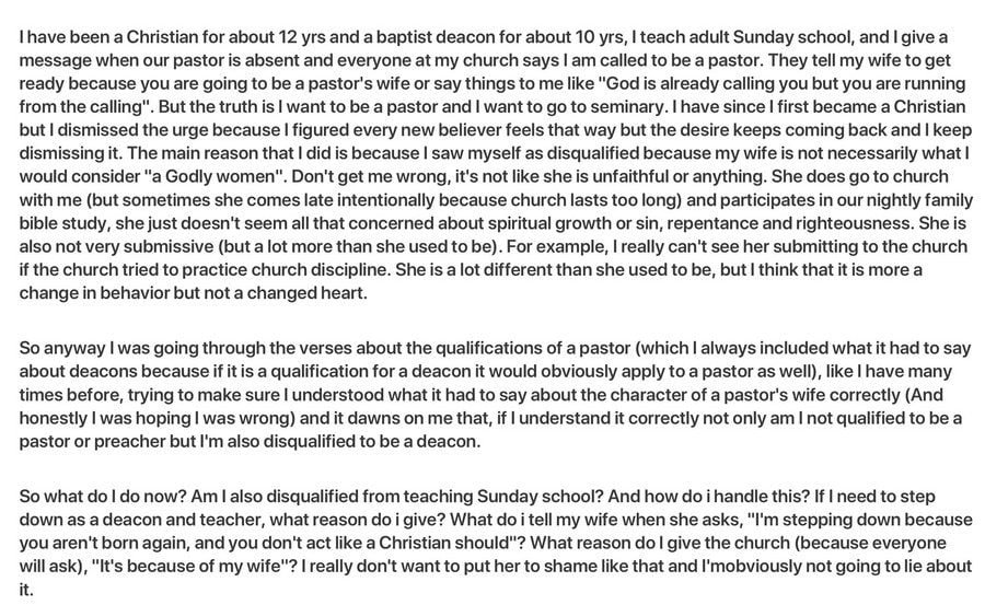 Man Wants to be a Pastor but His Wife Isn’t “Godly” — The Life and ...