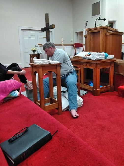 foot washing service at danielsville baptist church march 16 2020