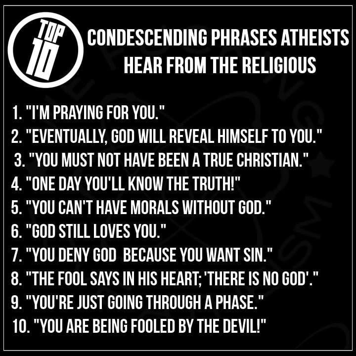 things religious say to atheists